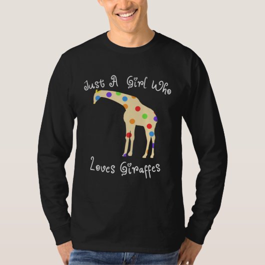 Girl Loves Giraffes Silhouette Polka Dot Print Tシャツ (正面)