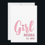 Girl Mama Est. オーダーメイドギフト カード<br><div class="desc">この愛らしい「Girl Mama」デザインで母性を祝い、特別な年を刻んで。母への道のりを大切にする自慢のママにぴったり。母の日、赤ちゃんの発表、誕生日、またはただそれだけでも、彼女が毎日使うであろう、彼女が大切にするであろう、心のこもった記念品。ソフトなピンクの色調でデザインされ、暖かく女性らしい印象を与え、</div>