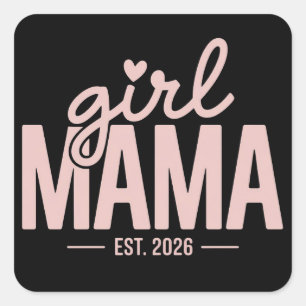 Girl Mama Est 2026 妊娠発表 ママになる スクエアシール