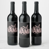 Girl Mama Est 2026 妊娠発表 ママになる ワインラベル (ボトル)