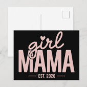 Girl Mama Est 2026 妊娠発表 Mama To Be 案内ポストカード (正面/裏面)