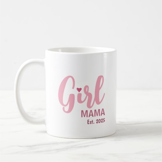 Girl Mama Est. Personalized Gift コーヒーマグカップ (左)