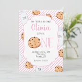 Girl Milk+and+Cookies Pink 1st バースデー招待状 招待状 (スタンド正面)