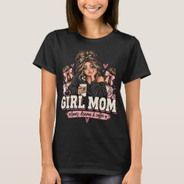 Girl Mom リボン ドラマ コーヒー おもしろ ママ Tシャツ