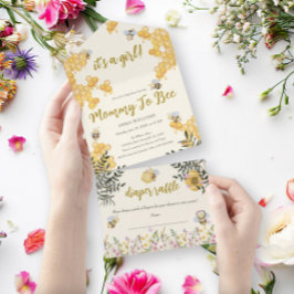Girl Mommy to Beeハニカムベビーシャワー オールインワン招待状