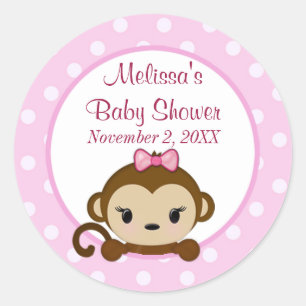 GIRL MONKEY Sweet Safari Baby ShowerステッカーSST#1 ラウンドシール