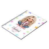 Girl Monogram Any Initial & Name ノートブック (左側)