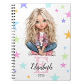 Girl Monogram Any Initial & Name ノートブック (正面)