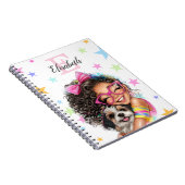 Girl Monogram Any Initial & Name ノートブック (右側)