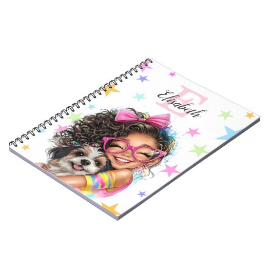 Girl Monogram Any Initial & Name ノートブック (左側)