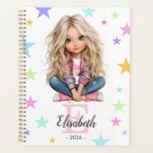 Girl Monogram Any Initial & Name プランナー手帳 (正面)