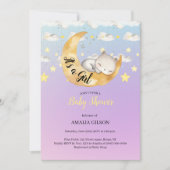 Girl Moon & Starry Sky Baby Shower 招待状 (正面)
