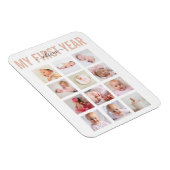 Girl My First Yearベビー名12 Photo Collage マグネット (右側)