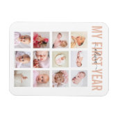 Girl My First Yearベビー名12 Photo Collage マグネット (横)