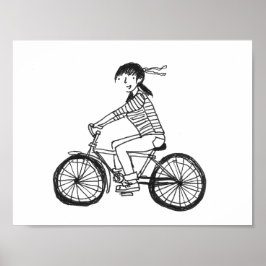 Girl on a Bikeイラストレーション ポスター