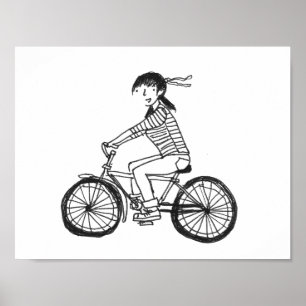 Girl on a Bikeイラストレーション ポスター