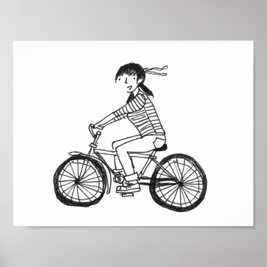 Girl on a Bikeイラストレーション ポスター (正面)