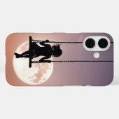 Girl On a Swing Silhouette On a Moon Case-Mate iPhoneケース (裏面 (横))