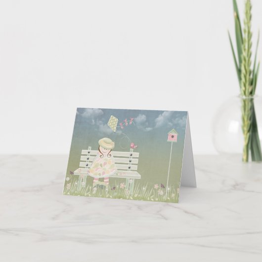 Girl on Bench Bird and Kite カード (正面)