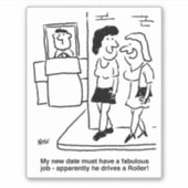 Girl on Blind Date Cartoon.ロードローラー シール (正面)