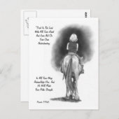 Girl On Horse, Pencil Art：聖書の節：箴言 ポストカード (正面/裏面)