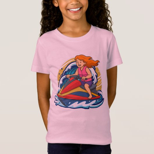 Girl on Jet Ski Adventure Design  Tシャツ (正面)