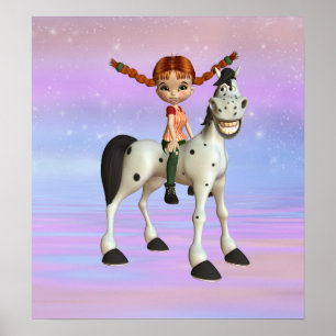 Girl on Pony Magicalファンタジーポスター ポスター