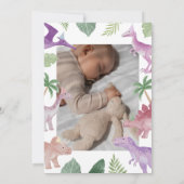 Girl One A Saurus Dinosaur 1st Birthday Invitation 招待状 (裏面)