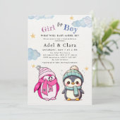 Girl or Boy Gender Neutral Winter Baby Shower 招待状 (スタンド正面)
