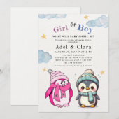 Girl or Boy Gender Neutral Winter Baby Shower 招待状 (正面/裏面)