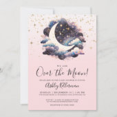 Girl Over The Moon Baby Shower 招待状 (正面)