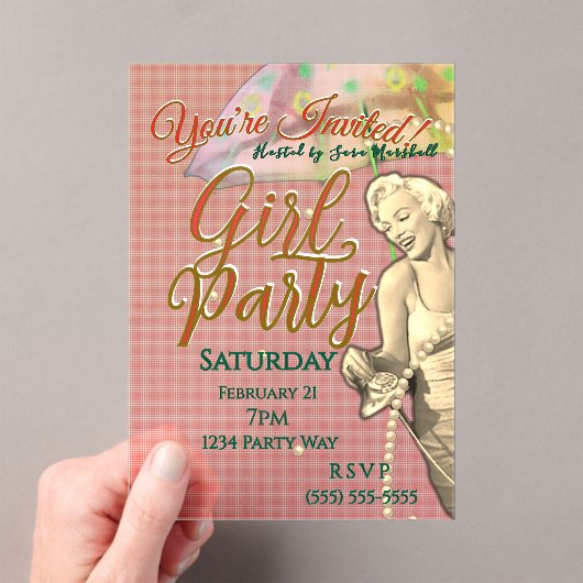 Girl Party Acrylic Invitation アクリル招待状 (インサイチュ (ポータブル))