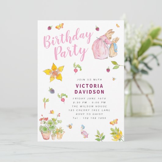 Girl Peter Rabbit Birthday Party Invitation 招待状 (スタンド正面)