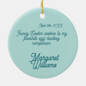 Girl Photo Bunny Ears Cute Blue  セラミックオーナメント (裏面)