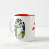 Girl Photo Hunting Eggs with Rabbit Ears ツートーンマグカップ (正面左)