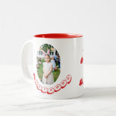 Girl Photo Hunting Eggs with Rabbit Ears & Name ツートーンマグカップ (正面左)