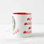 Girl Photo Hunting Eggs with Rabbit Ears & Name ツートーンマグカップ (中央)