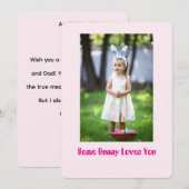 Girl Photo in Garden, Pink Easter Greeting Card 招待状 (正面/裏面)