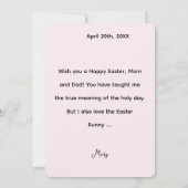 Girl Photo in Garden, Pink Easter Greeting Card 招待状 (裏面)