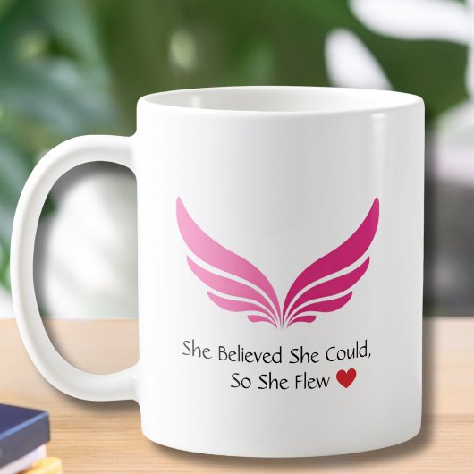 Girl Pilot Aviator Pink Wings Motivational Custom コーヒーマグカップ
