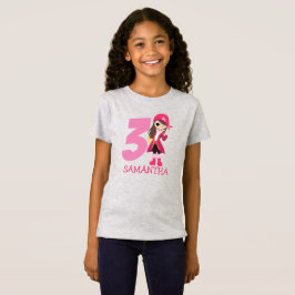 GIRL Pink Birthday Party Pirate 3rd Name Tシャツ