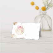 Girl Pink Bow Shell Baby Shower Appointment Card 予約カード (正面)