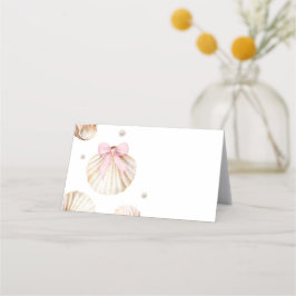 Girl Pink Bow Shell Baby Shower Appointment Card 予約カード