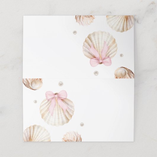 Girl Pink Bow Shell Baby Shower Appointment Card 予約カード (外部開封)