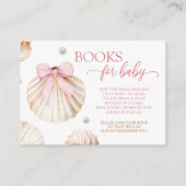 Girl Pink Bow Shell Baby Shower Books for Baby エンクロージャーカード (正面)