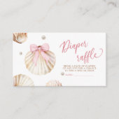 Girl Pink Bow Shell Baby Shower Diaper Raffle エンクロージャーカード (正面)