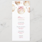 Girl Pink Bow Shell Baby Shower Flat Menu メニュー (正面)