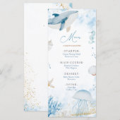 Girl Pink Bow Shell Baby Shower Flat Menu メニュー (正面/裏面)