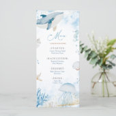 Girl Pink Bow Shell Baby Shower Flat Menu メニュー (スタンド正面)