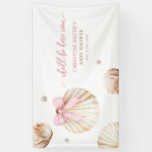 Girl Pink Bow Shell Baby Shower Large Banner 横断幕 (縦)
